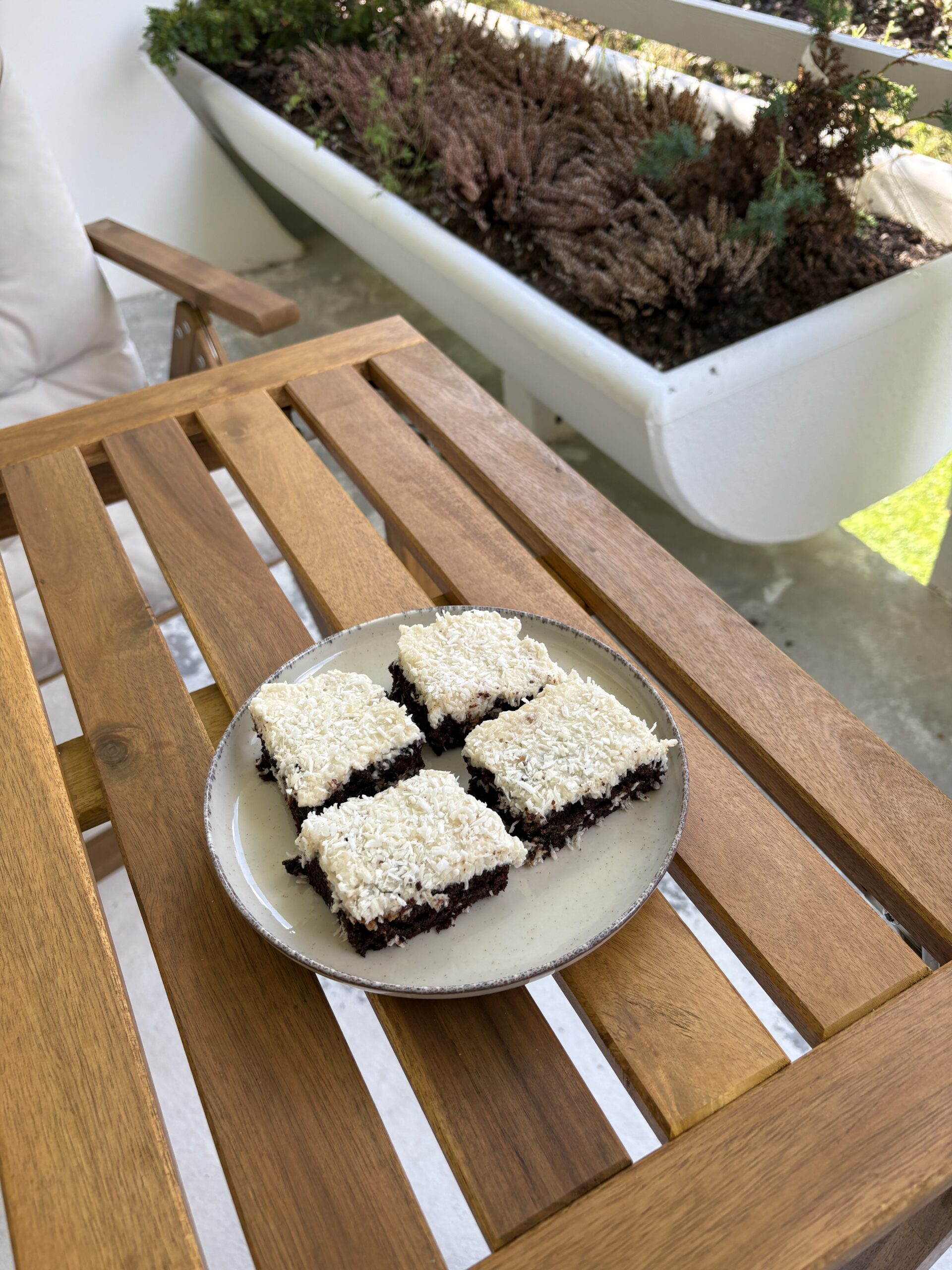Swedish Kladdkaka with Shredded Coconut Topping
